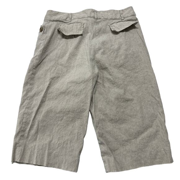 Kenar Capri Pants Womens Size 8 Beige Linen Rayon Blend Mid Rise Minimalist - Picture 2 of 9